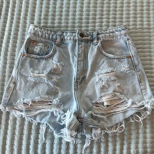 Graffiti denim shorts